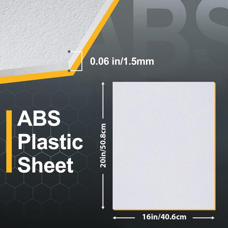 KINLINK White ABS Plastic Sheet 16" x 20"x 0.06" Flexible Moldable Impact Strength and High Tensile 1/16" Thick (1.5mm) Abs Sheet Moldable Plastic DIY Materials for Home Decor and Handicrafts 6 Pack - Image 2